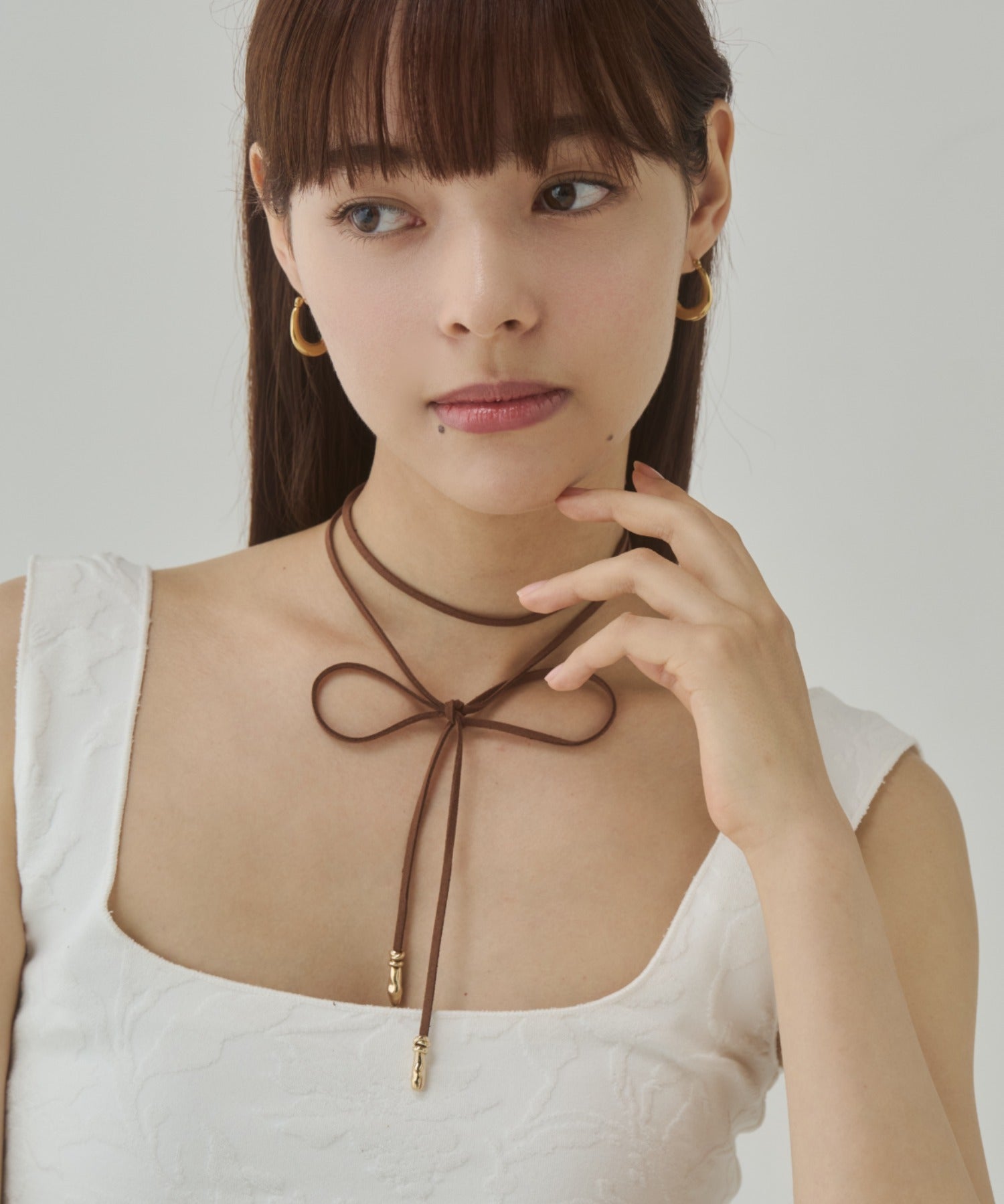 ciite' シーテ チョーカー シンプルコードチョーカー ブラウン FREE