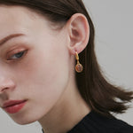 ciite' シーテ ピアス（両耳用） 【 金属アレルギー対応 】 オーバルストーン フックピアス サージカルステンレス (両耳用) ブラウン FREE