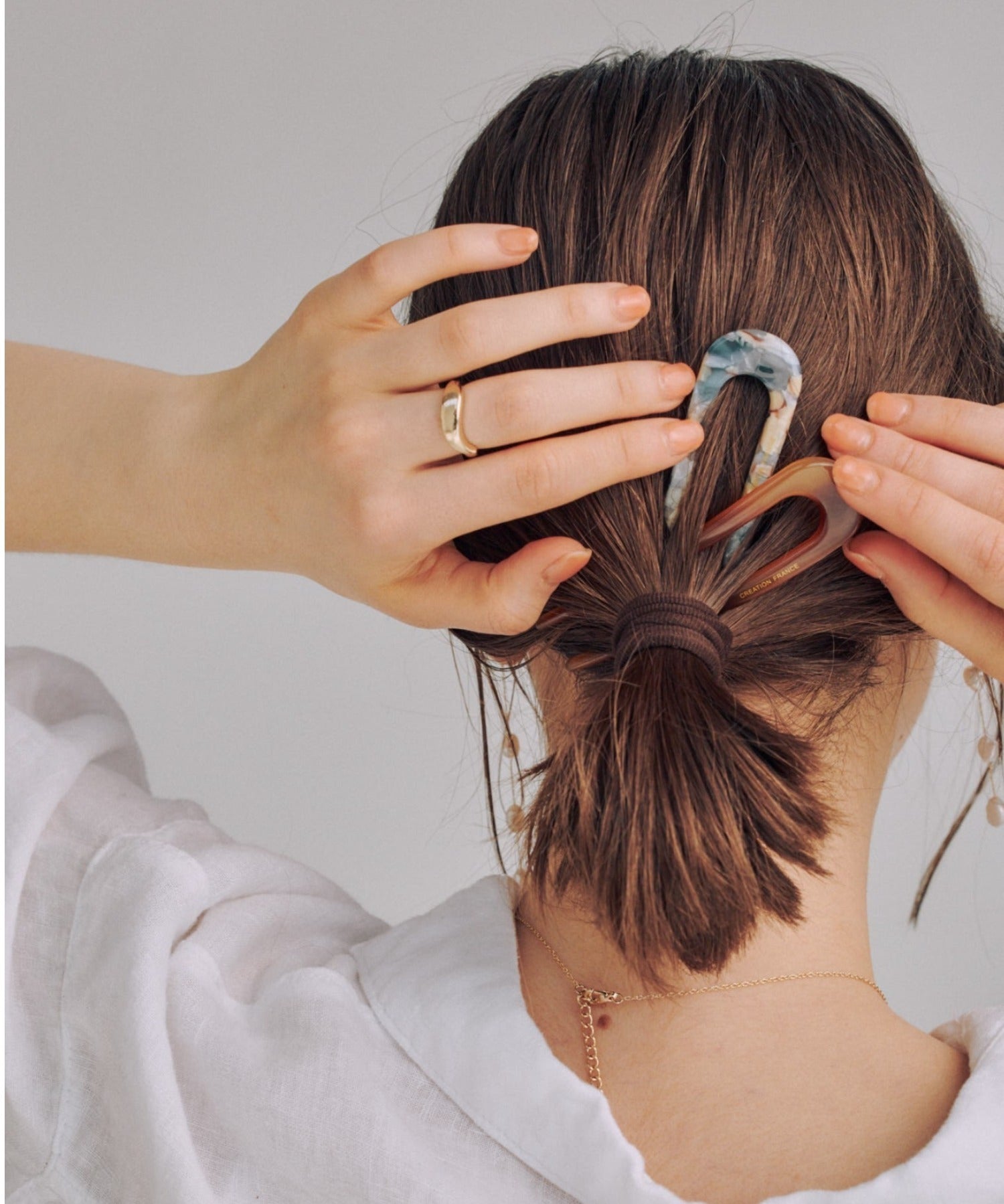 ciite' シーテ その他ヘアアクセサリー マーブルクリアかんざし ブラウン FREE