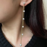 ciite' シーテ ピアス（両耳用） パール & ロングチェーン ドロップピアス (両耳用)