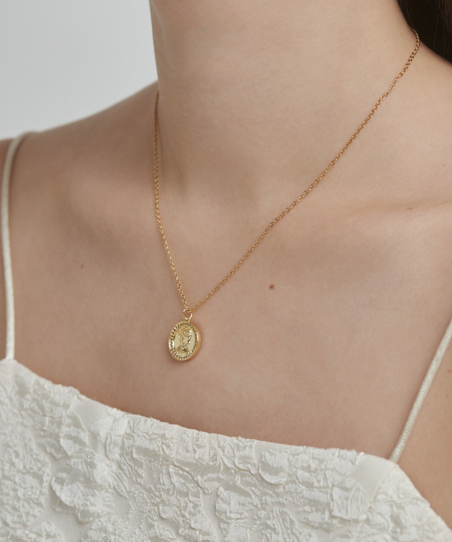 ciite' シーテ ネックレス 【 金属アレルギー対応 】 ビジューコインネックレス サージカルステンレス ゴールド FREE