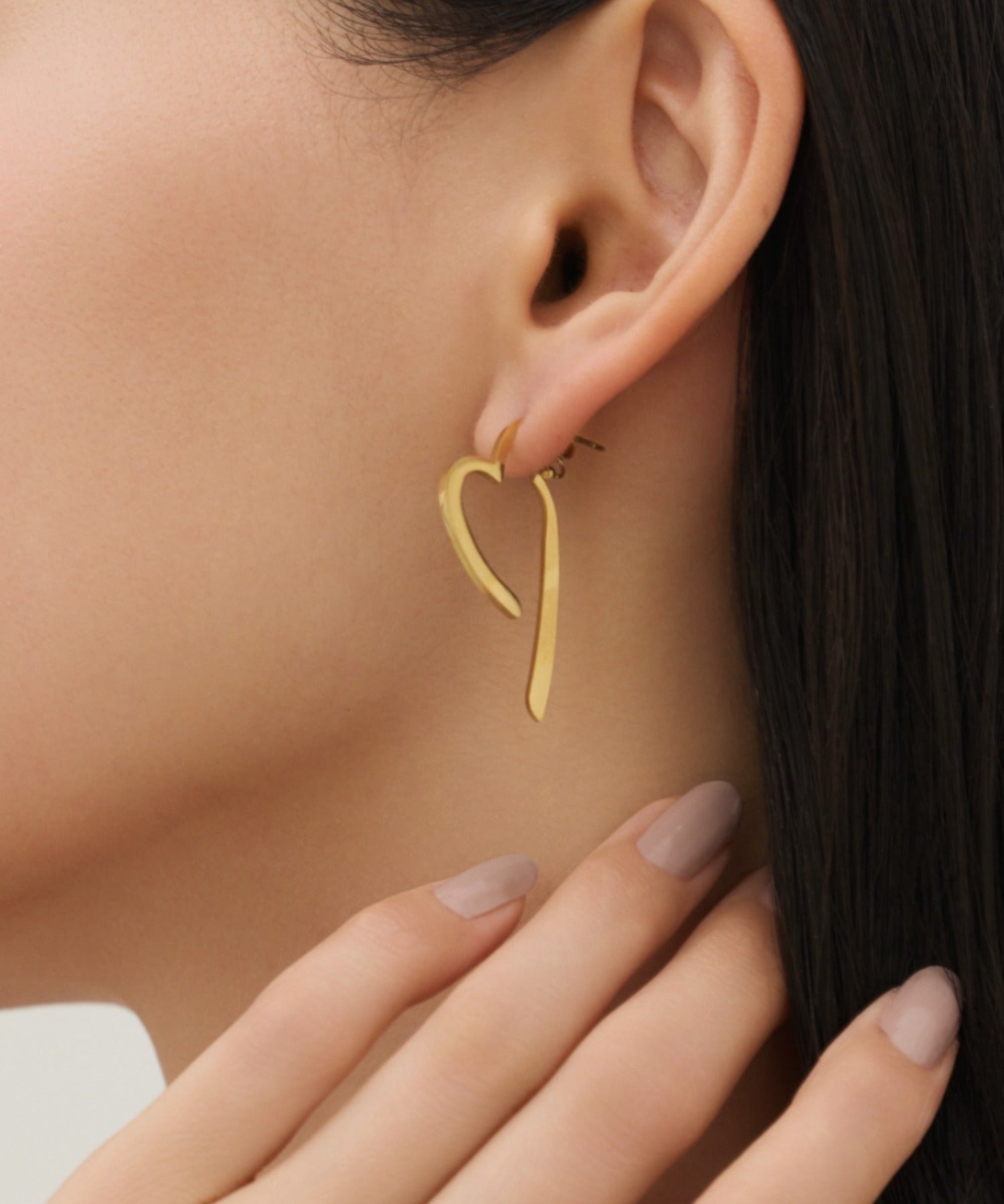 ciite' シーテ ピアス（両耳用） 【 金属アレルギー対応 】 スリングハート リンクピアス サージカルステンレス ゴールド FREE