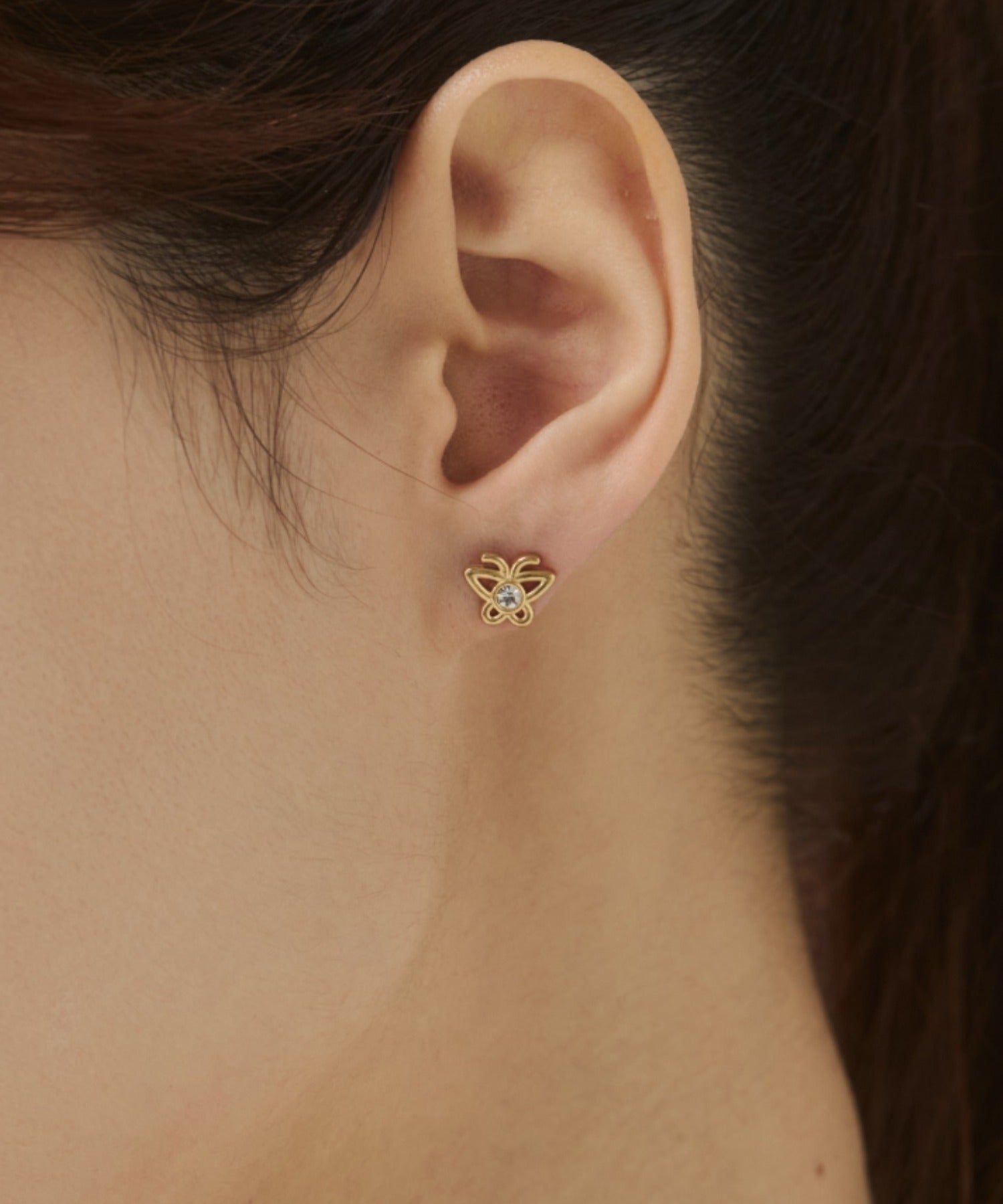 ciite' シーテ ピアス（両耳用） 【 金属アレルギー対応 】ミニビジューバタフライピアス サージカルステンレス（両耳用） ゴールド FREE