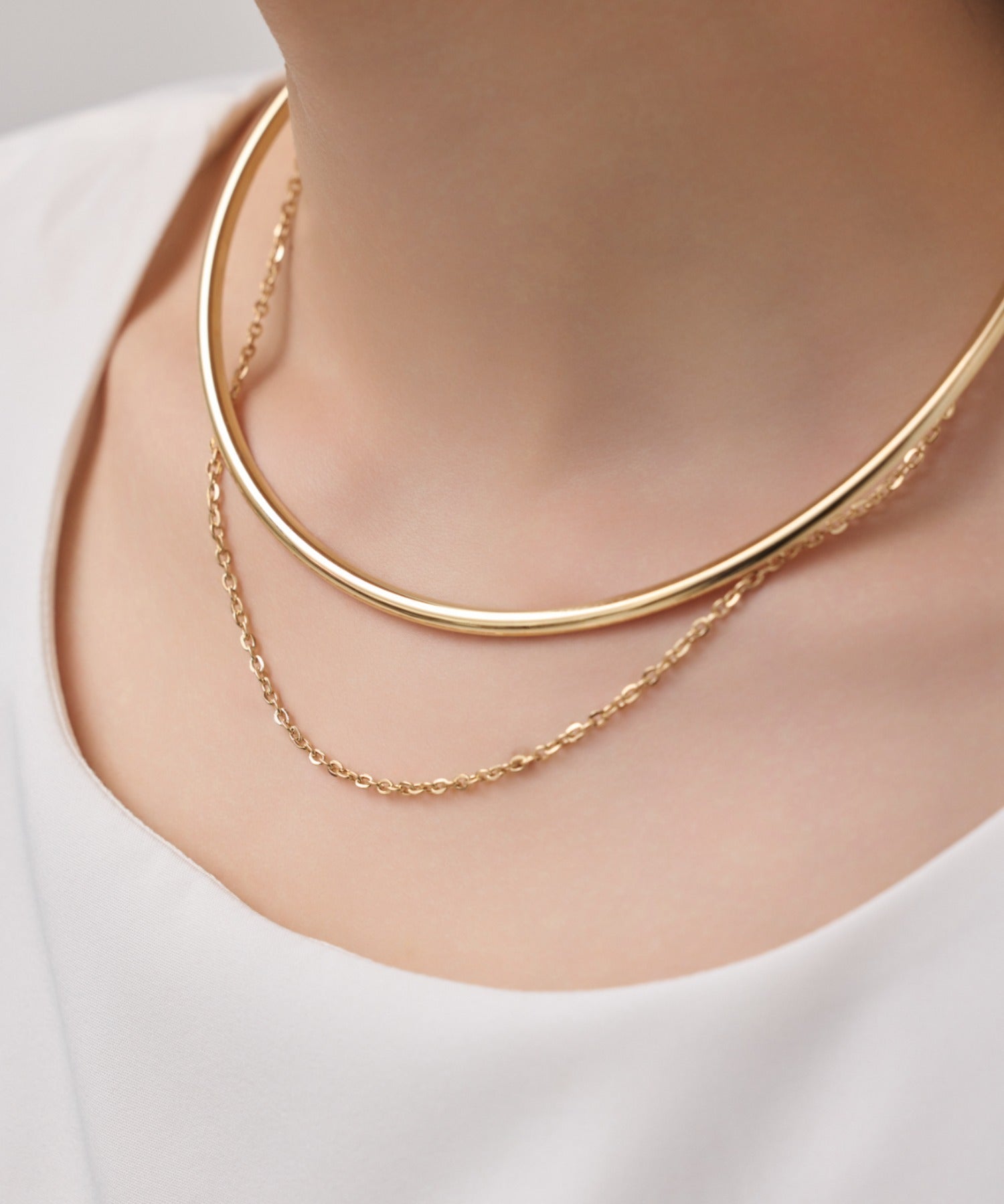 ciite' シーテ チョーカー 2重チェーン ラウンドチョーカー / ネックレス ゴールド FREE