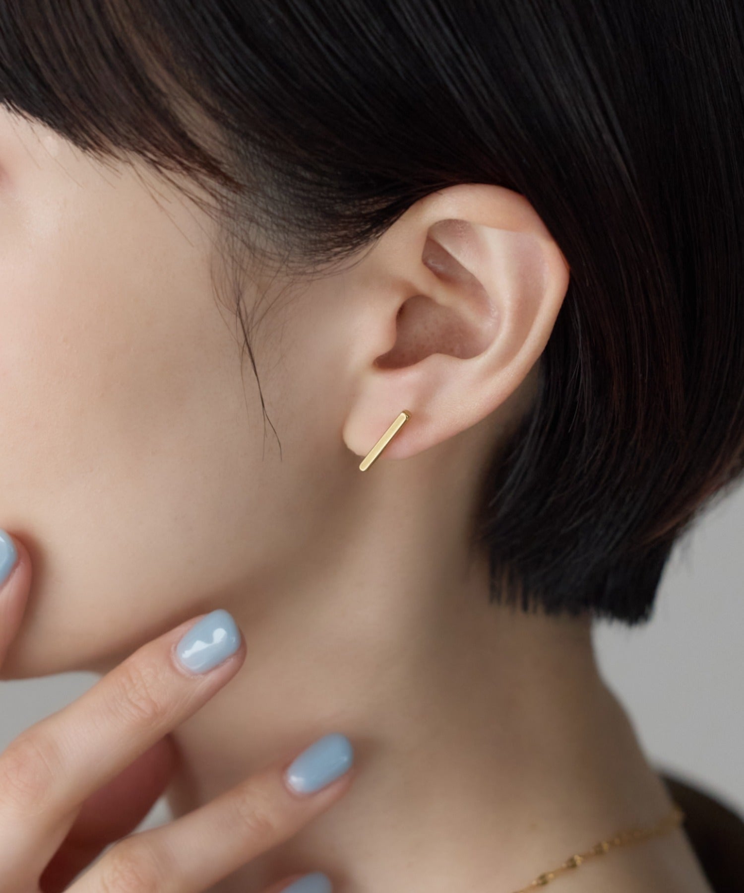 ciite' シーテ ピアス（両耳用） 【金属アレルギー対応】レクタングルバー ピアス ゴールド