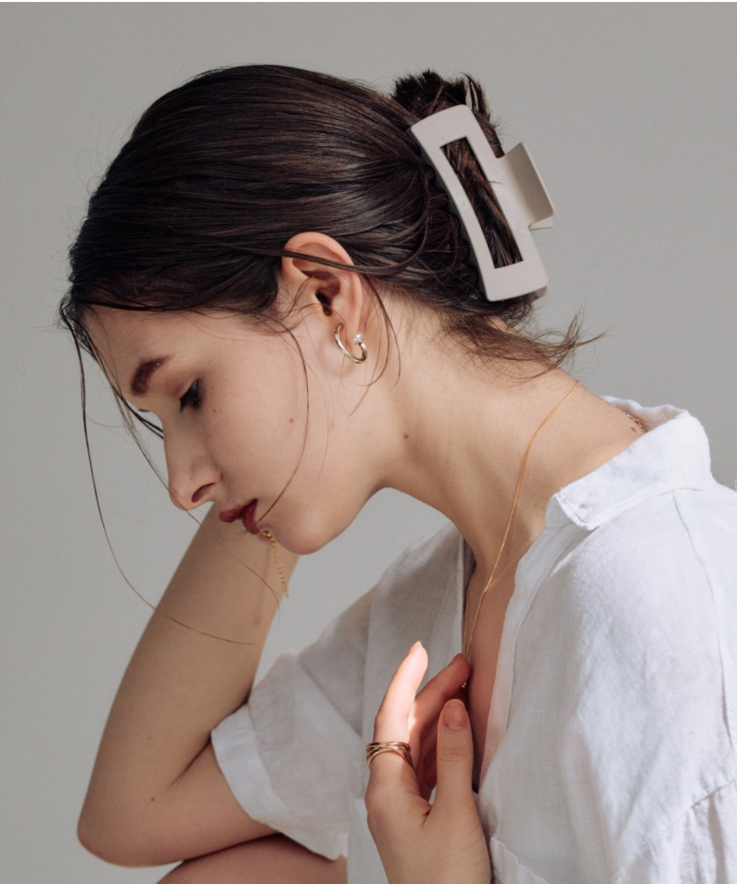 ciite' シーテ ヘアアクセサリー マットデザインヘアクリップ グレー FREE