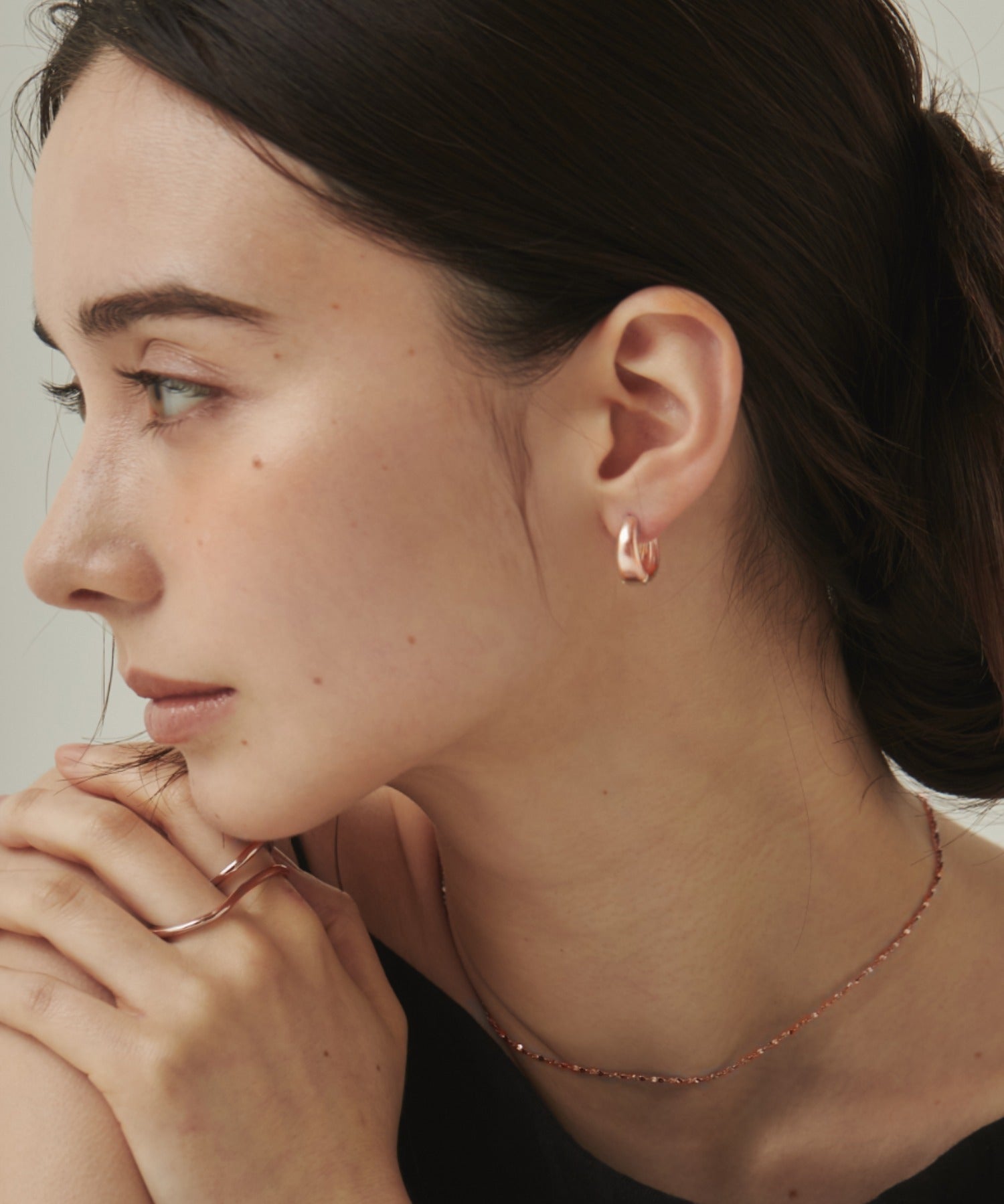 ciite' シーテ ピアス（両耳用） マットミニフープピアス (両耳用) ピンクゴールド FREE