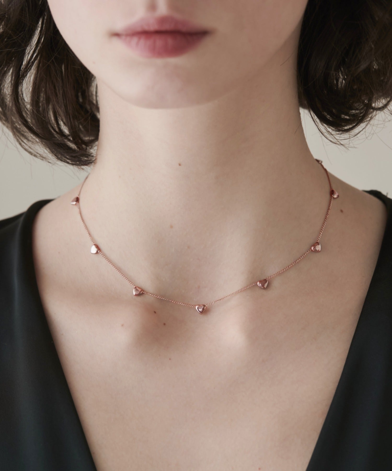 ciite' シーテ ネックレス 【 金属アレルギー対応 】 ミニマル ハートネックレス サージカルステンレス ピンクゴールド FREE