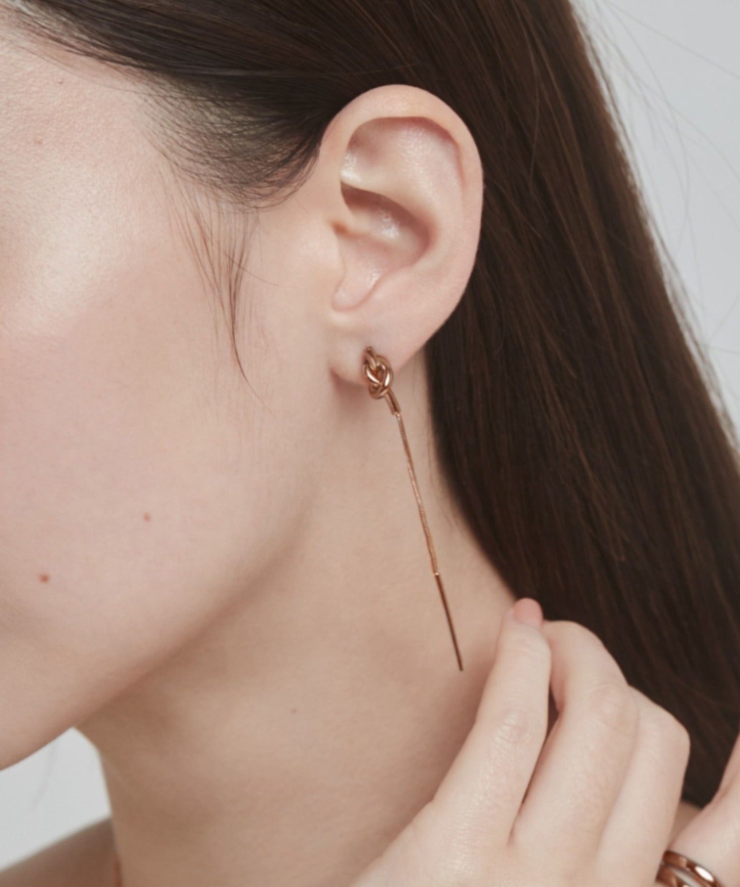 ciite' シーテ ピアス（両耳用） 【 金属アレルギー対応 】 ノットチェーンピアス サージカルステンレス (両耳用) ピンクゴールド FREE