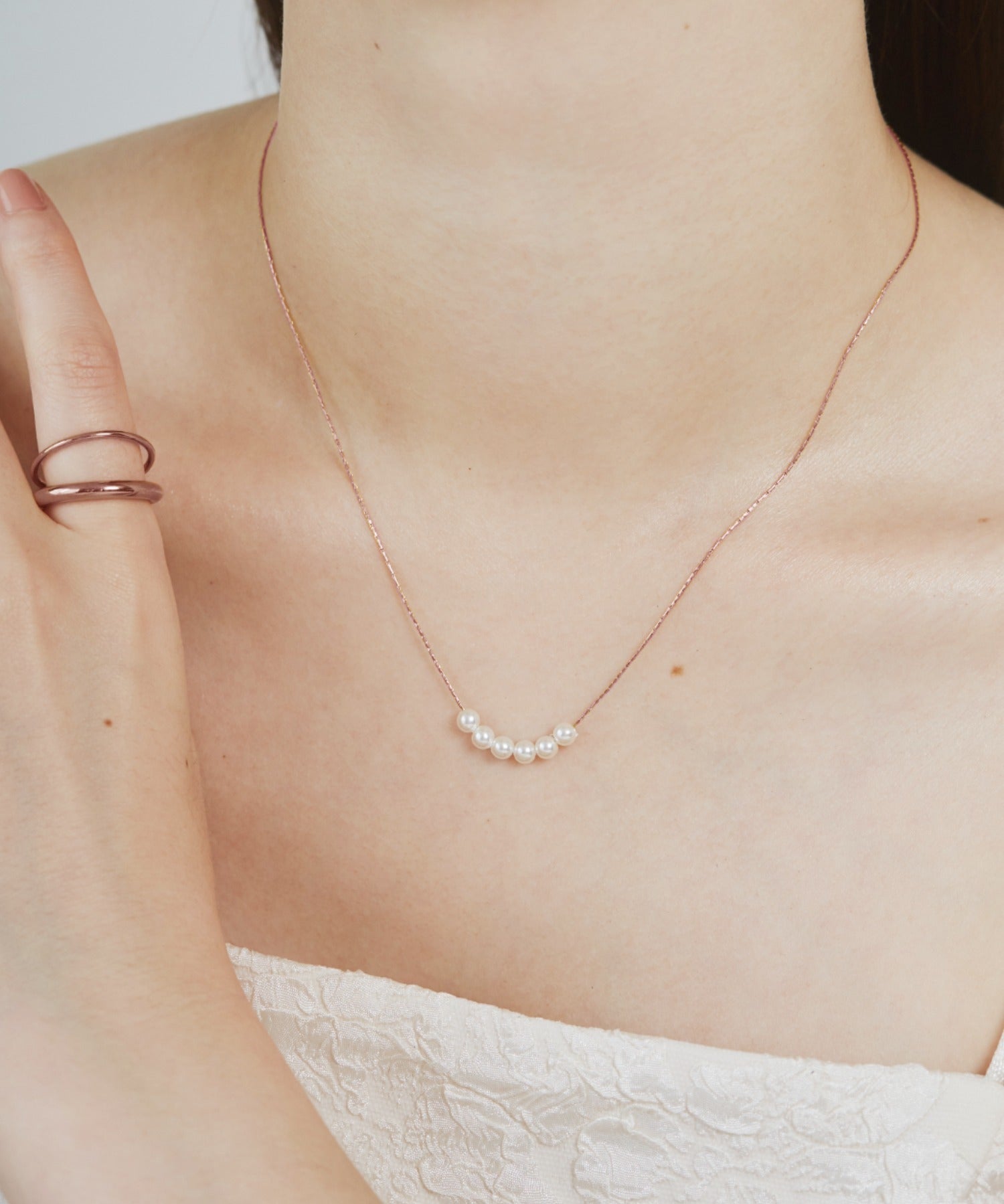 ciite' シーテ ネックレス 【 金属アレルギー対応 】 6連ミニパールネックレス サージカルステンレス ピンクゴールド FREE
