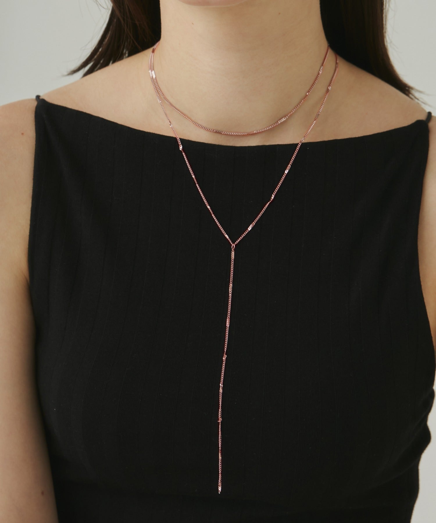 ciite' シーテ ネックレス 【 金属アレルギー対応 】 ロングチェーンネックレス & ネックレス 2セット サージカルステンレス ピンクゴールド FREE