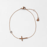 ciite' シーテ ブレスレット 【 金属アレルギー対応 】 クロスビジューブレスレット サージカルステンレス ピンクゴールド FREE