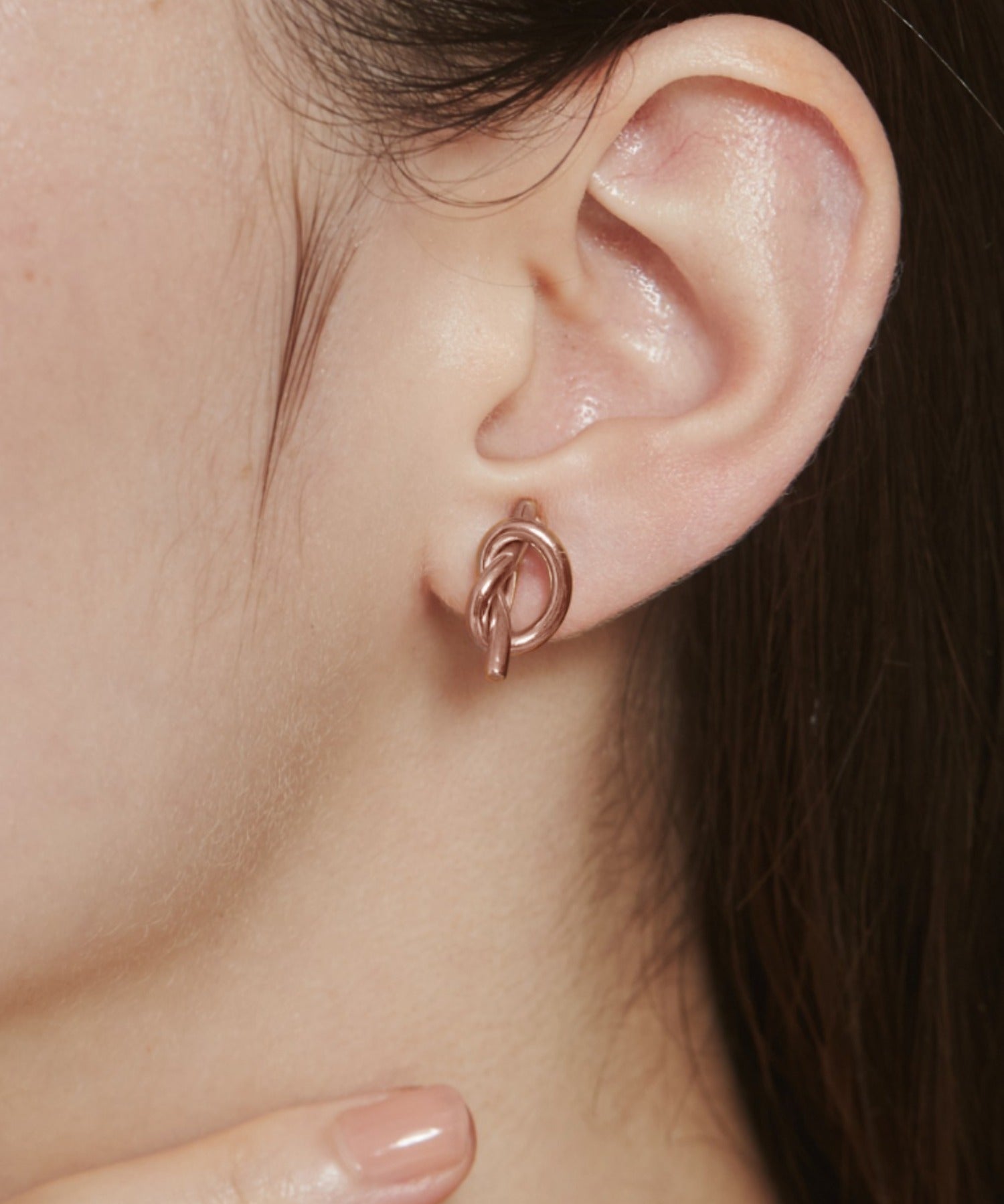 ciite' シーテ イヤリング 【 金属アレルギー対応 】 ノット イヤリング サージカルステンレス (両耳用) ピンクゴールド FREE
