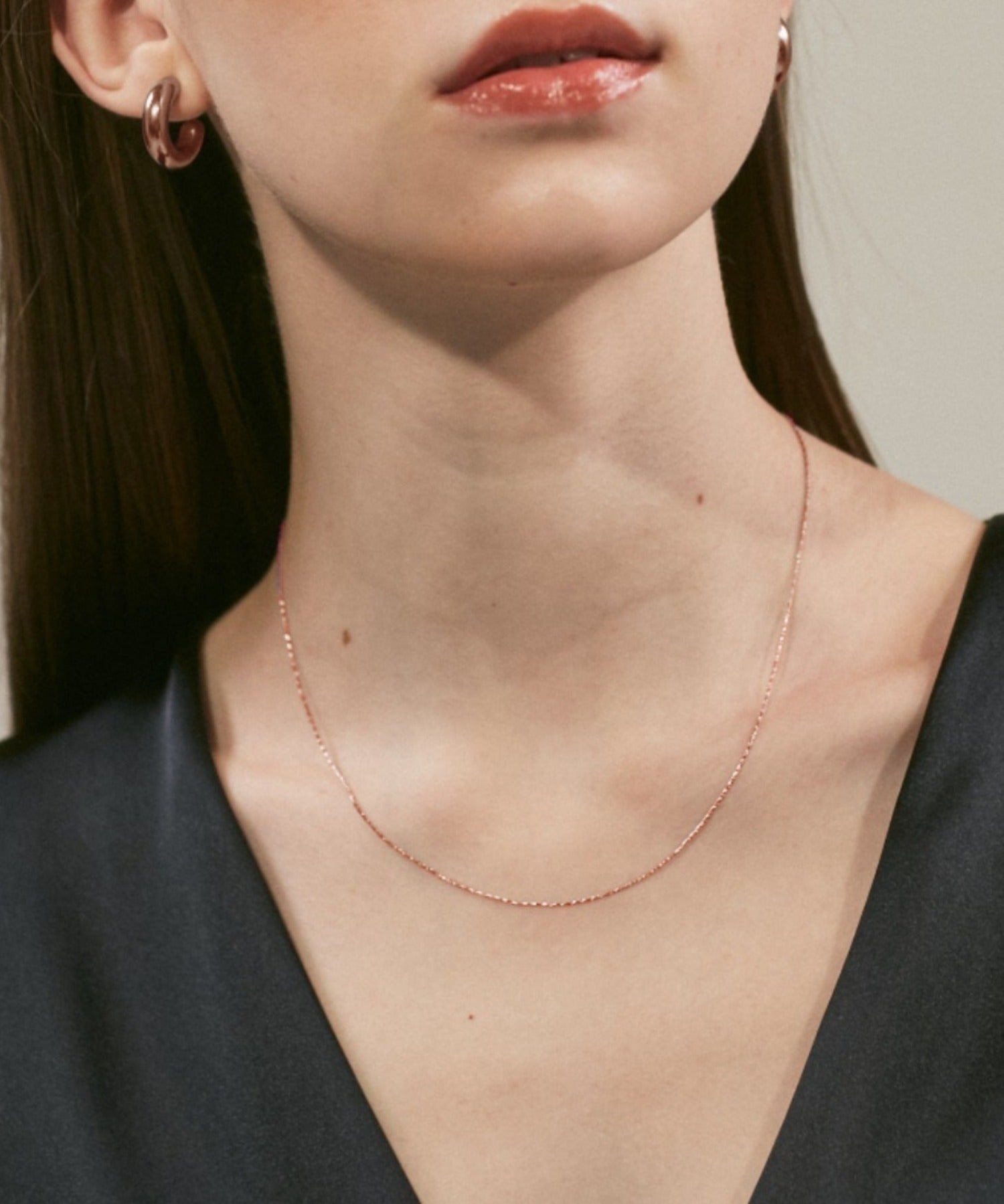 ciite' シーテ ネックレス 【 金属アレルギー対応 】 シンプルネックレス サージカルステンレス ピンクゴールド FREE