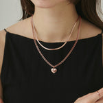 ciite' シーテ ネックレス 【 金属アレルギー対応 】 ハートネックレス & スネークチェーンネックレス 2セット サージカルステンレス ピンクゴールド FREE