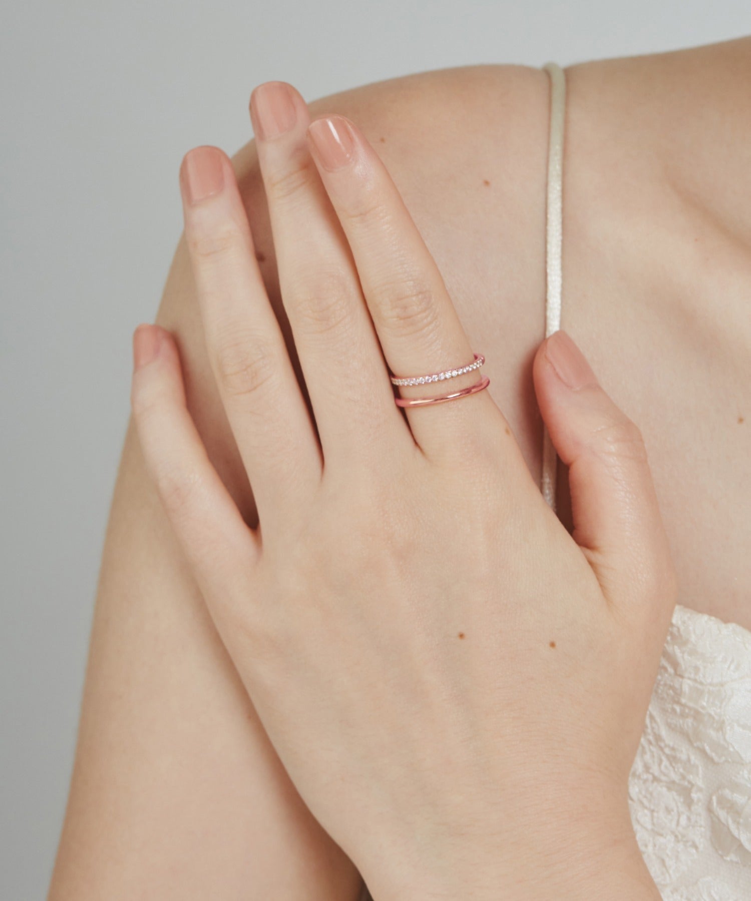 ciite' シーテ リング 【 金属アレルギー対応 】 ビジューダブルリング サージカルステンレス