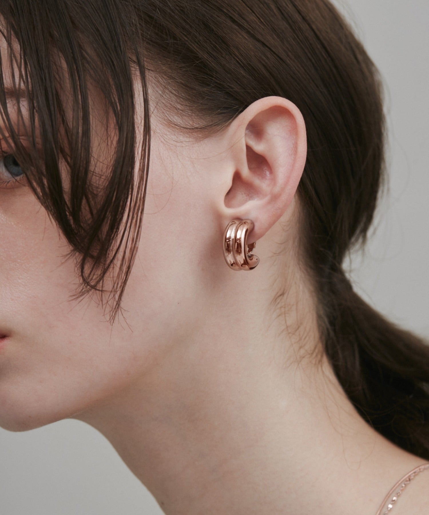 ciite' シーテ イヤリング 【 金属アレルギー対応 】 ニュアンスボリューム イヤリング サージカルステンレス (両耳用) ピンクゴールド FREE