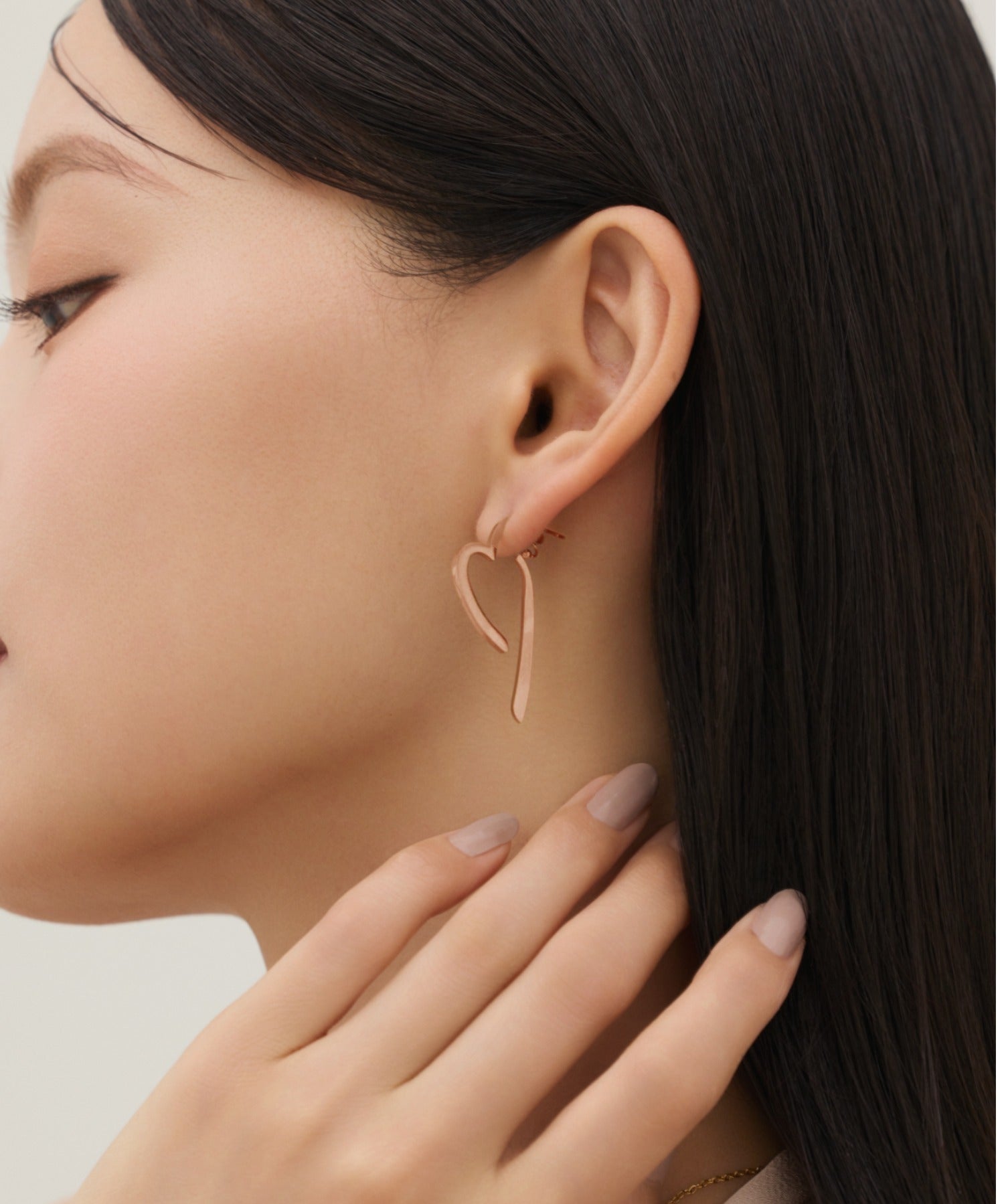 ciite' シーテ ピアス（両耳用） 【 金属アレルギー対応 】 スリングハート リンクピアス サージカルステンレス ピンクゴールド FREE