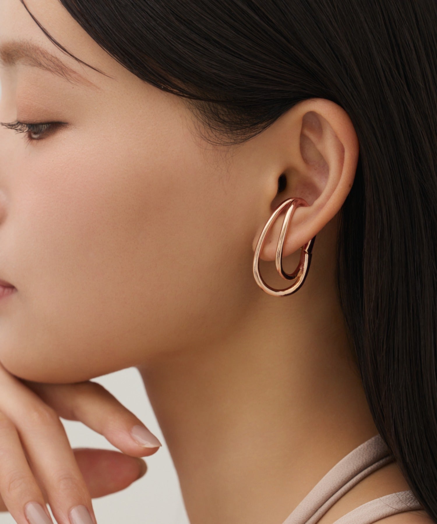 ciite' シーテ イヤーカフ 2連ライン イヤーカフ / イヤリング ピンクゴールド FREE