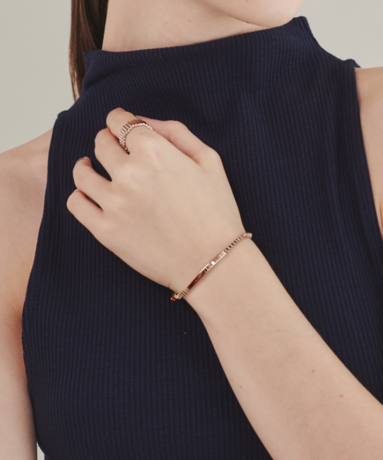 ciite' シーテ ブレスレット 【 金属アレルギー対応 】 ハート シンプルチェーンプレートブレスレット サージカルステンレス ピンクゴールド FREE