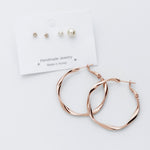 ciite' シーテ ピアス（両耳用） ねじりピアス × パールピアス 3ピアスセット (両耳用) ピンクゴールド FREE