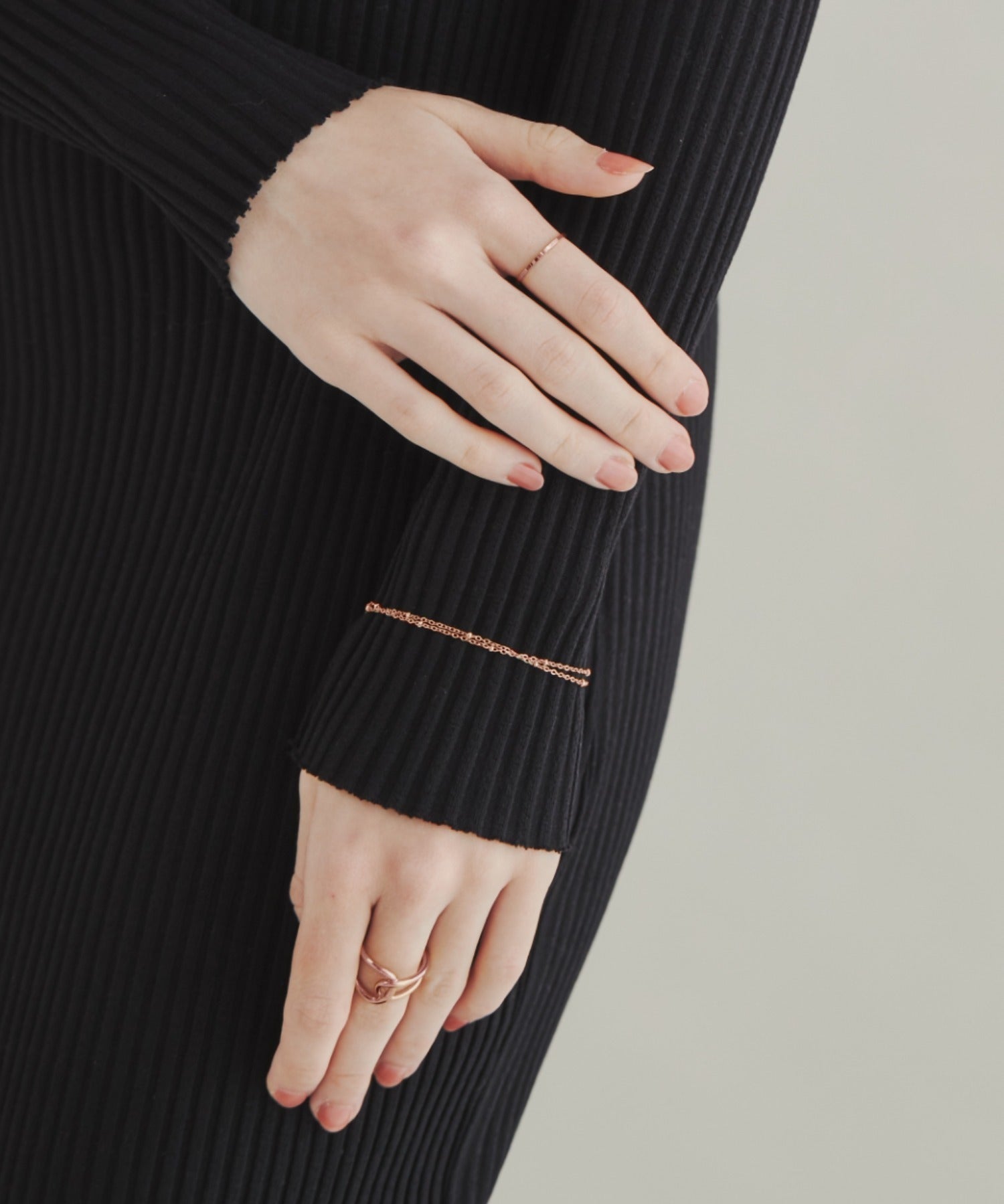 ciite' シーテ ブレスレット 【 金属アレルギー対応 】 2連チェーンブレスレット サージカルステンレス ピンクゴールド FREE