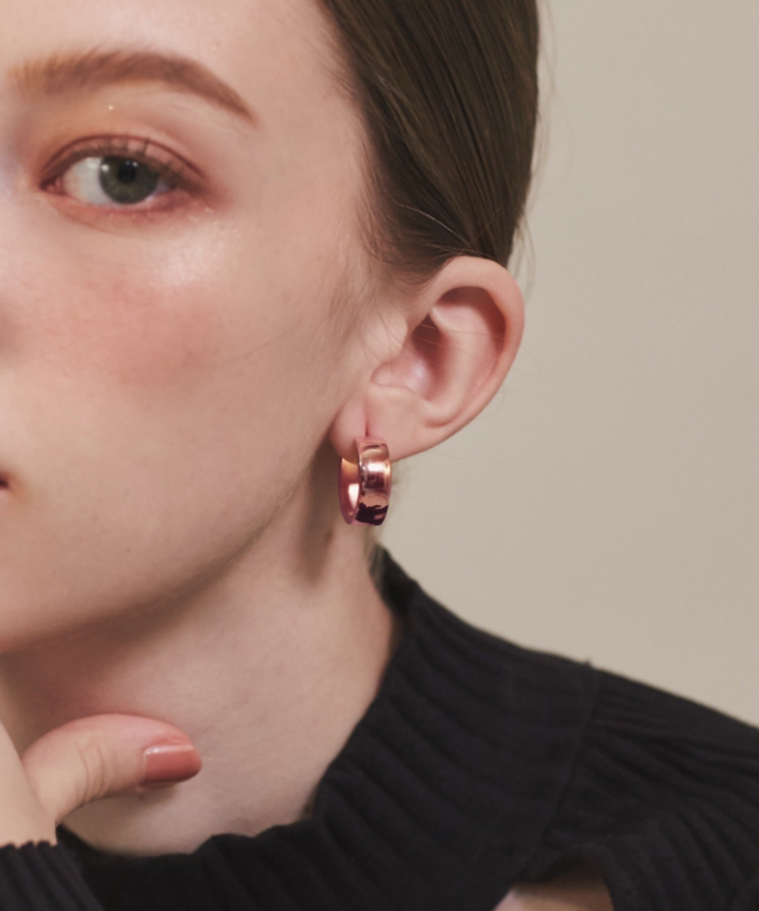 ciite' シーテ ピアス（両耳用） 【 金属アレルギー対応 】 シンプルフープピアス サージカルステンレス (両耳用) ピンクゴールド FREE