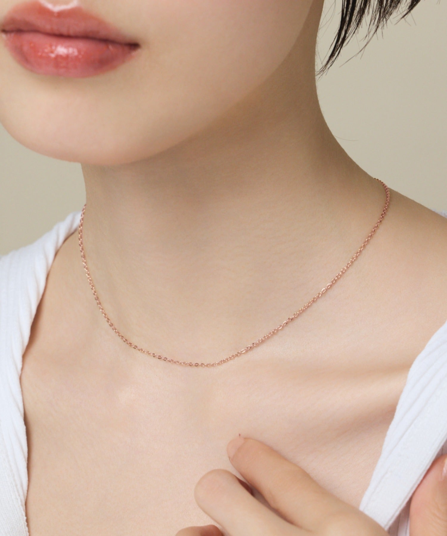 ciite' シーテ ネックレス 【 金属アレルギー対応 】 シンプルチェーンネックレス サージカルステンレス ピンクゴールド FREE