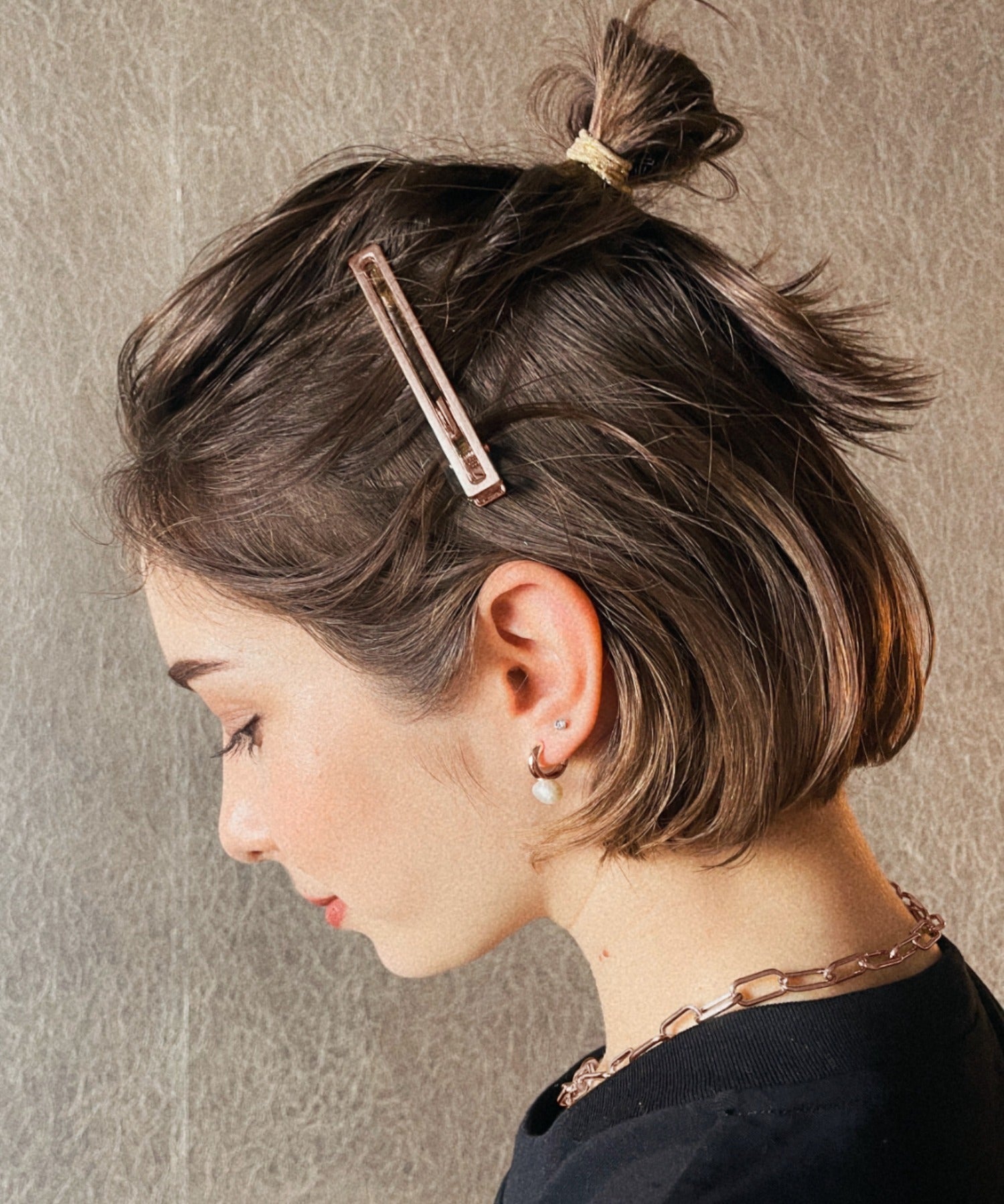 ciite' シーテ ヘアアクセサリー スクエアヘアクリップ ピンクゴールド FREE