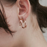 ciite' シーテ イヤリング 【 金属アレルギー対応 】 デザインフープイヤリング サージカルステンレス (両耳用) ピンクゴールド FREE