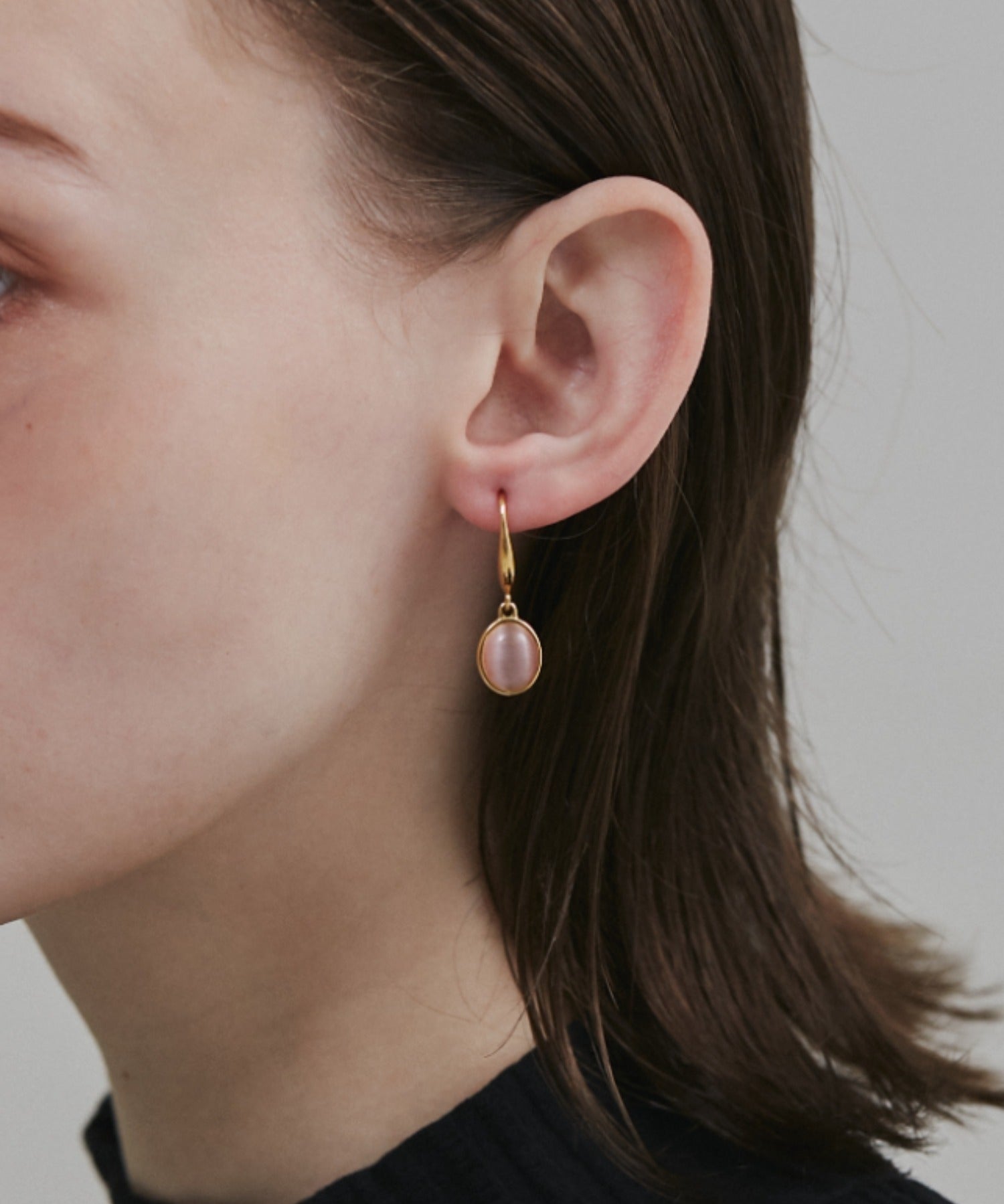 ciite' シーテ ピアス（両耳用） 【 金属アレルギー対応 】 オーバルストーン フックピアス サージカルステンレス (両耳用) パープル FREE