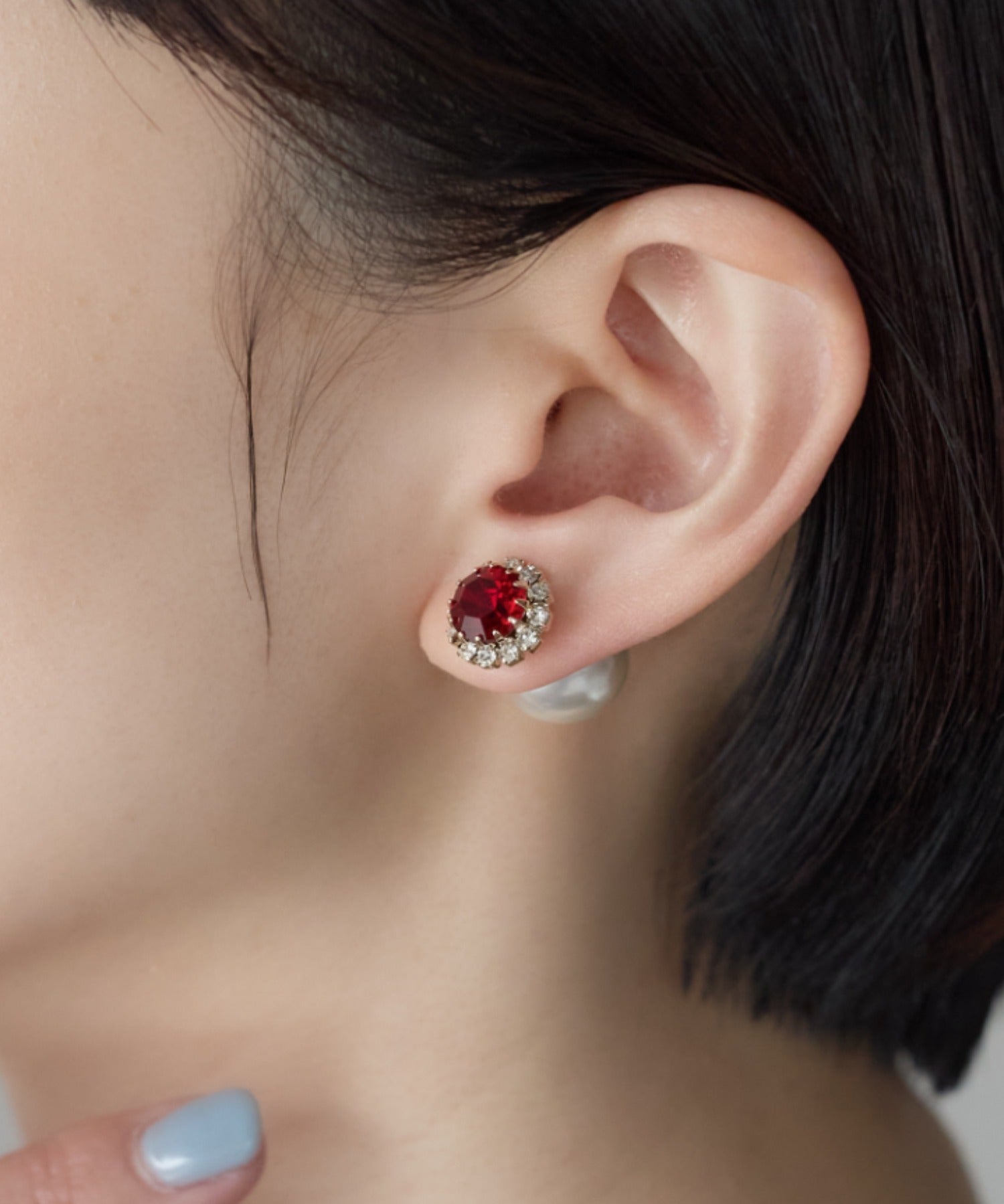 ciite' シーテ ピアス（両耳用） ビジューパールピアス レッド FREE