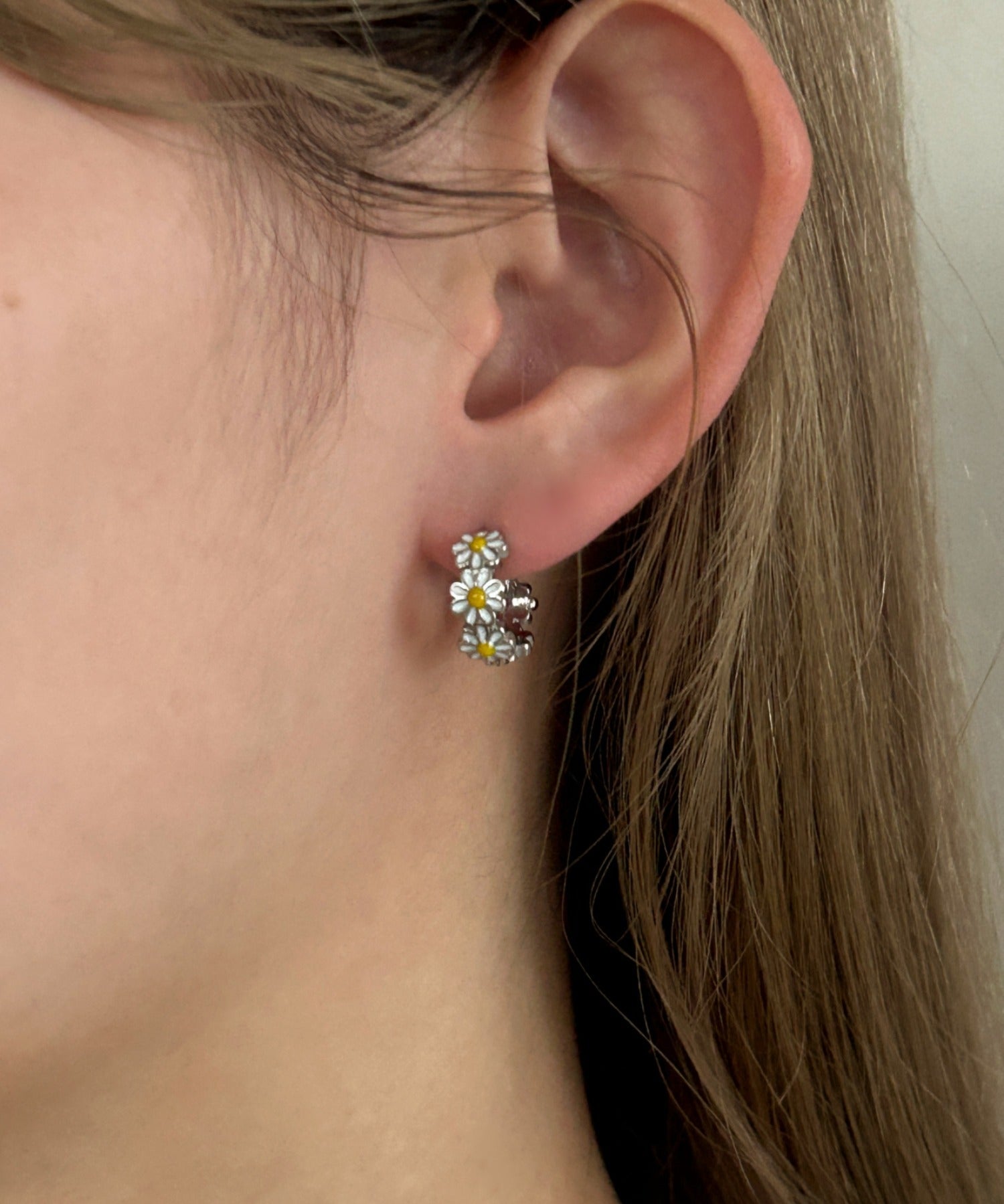 ciite' シーテ ピアス（両耳用） 【 金属アレルギー対応 】 フルール フープピアス サージカルステンレス シルバー FREE