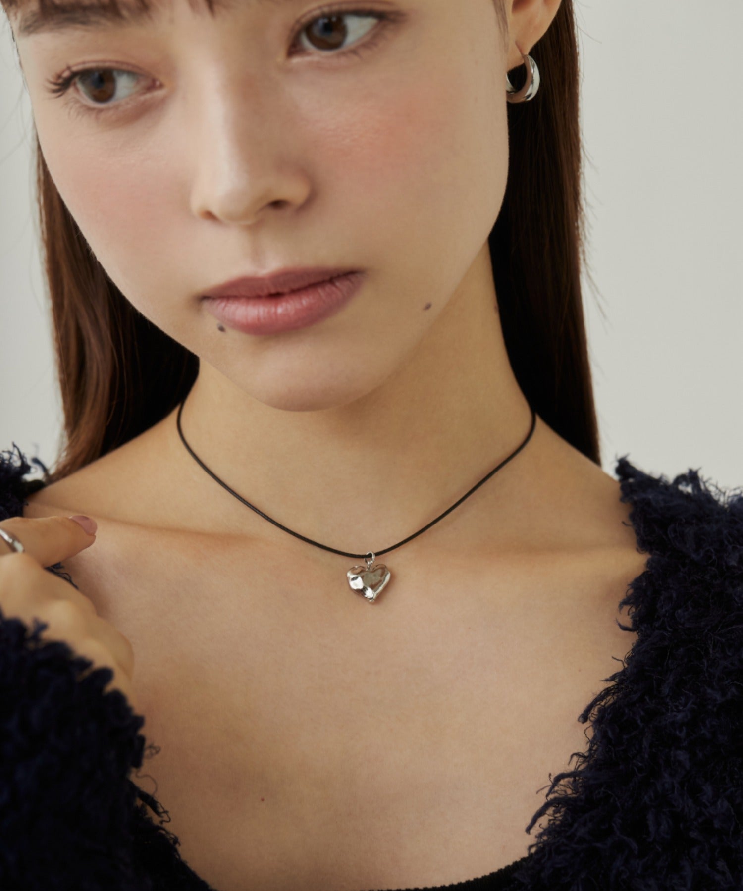 ciite' シーテ ネックレス メタルハートトップ コードチョーカー / ネックレス シルバー FREE