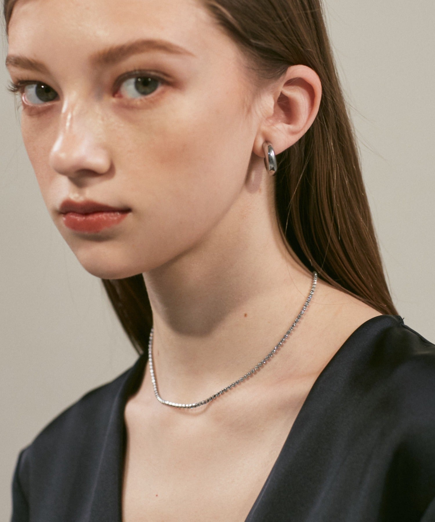 ciite' シーテ ネックレス 【 金属アレルギー対応 】 シンプルビジューネックレス サージカルステンレス シルバー FREE