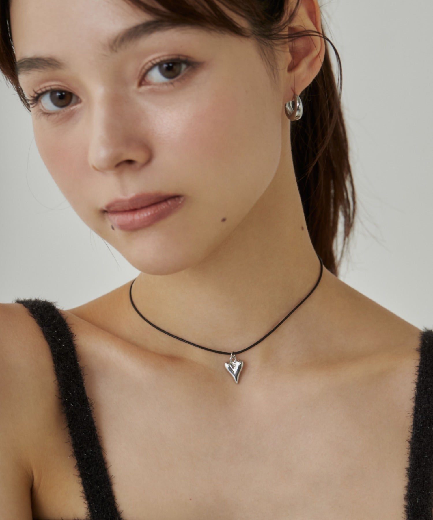 ciite' シーテ ネックレス メタルハートトップ コードチョーカー / ネックレス シルバー FREE