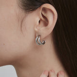 ciite' シーテ ピアス（両耳用） 【 金属アレルギー対応 】 ダブルライン ツイストフープピアス サージカルステンレス (両耳用) シルバー FREE