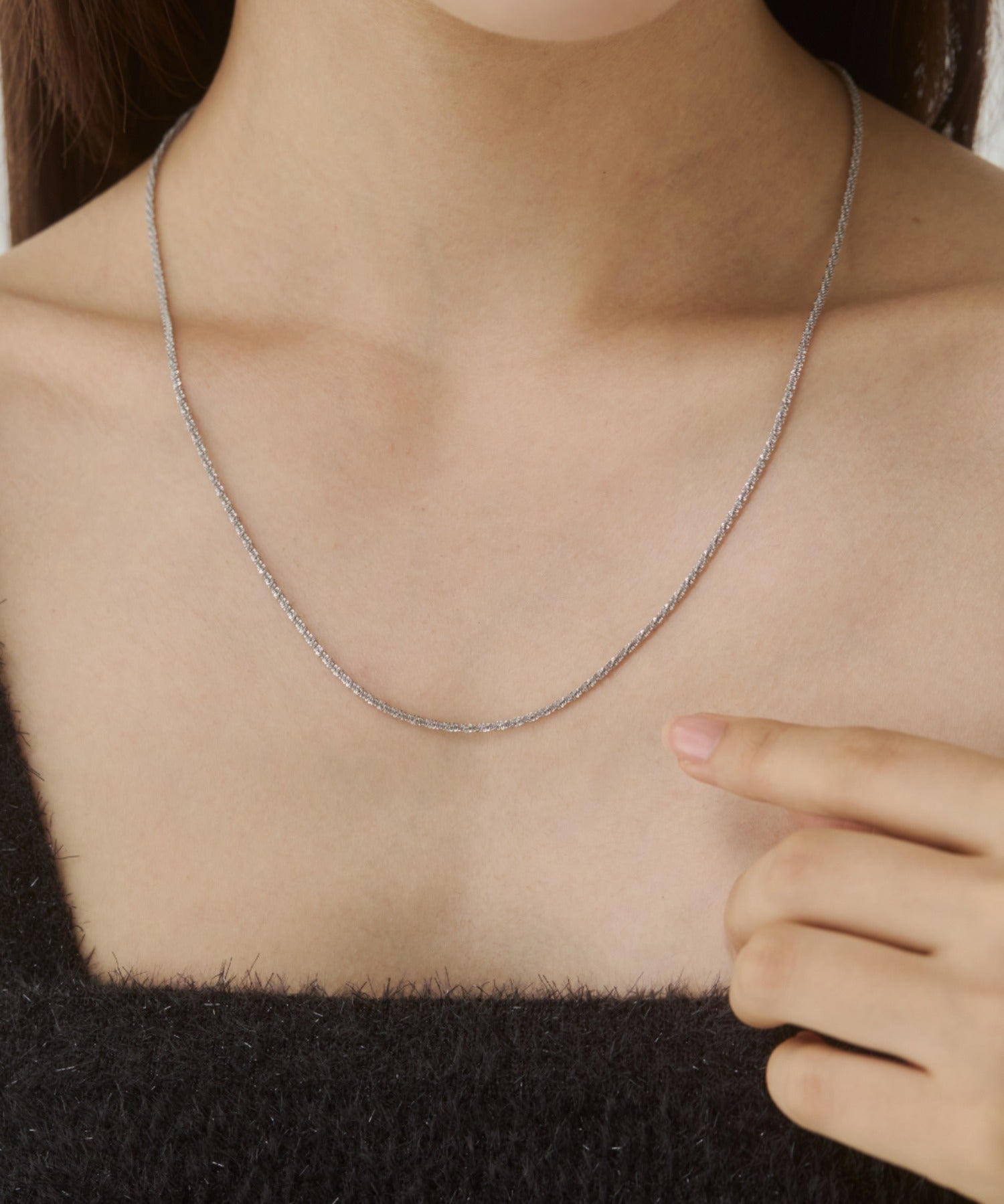 ciite' シーテ ネックレス 【 金属アレルギー対応 】グリッターチェーンネックレス サージカルステンレス シルバー FREE