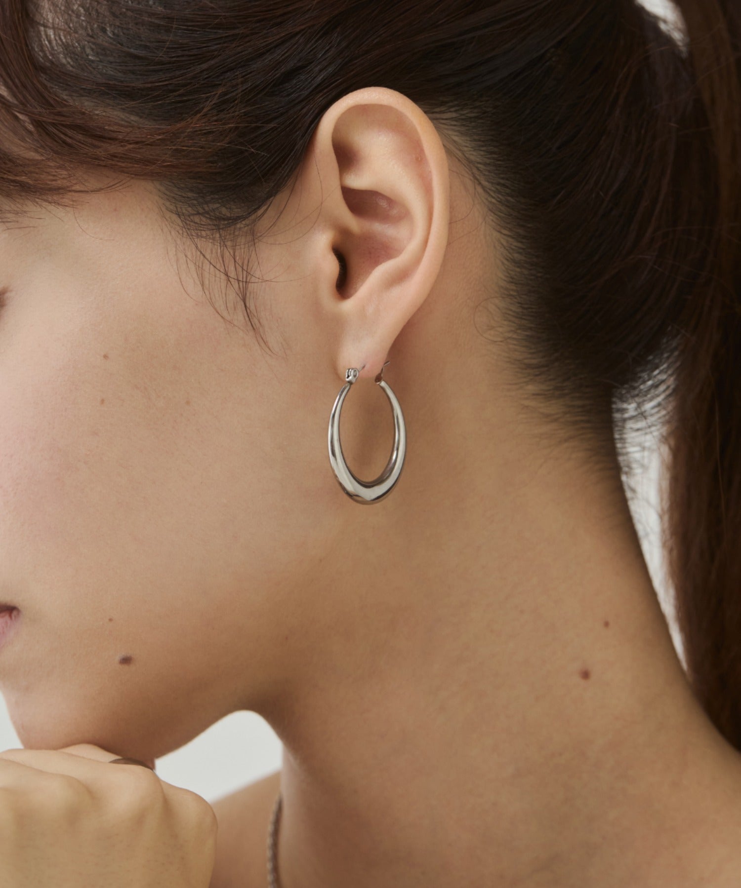 ciite' シーテ ピアス（両耳用） 【 金属アレルギー対応 】オーバルフープピアス サージカルステンレス（両耳用） シルバー