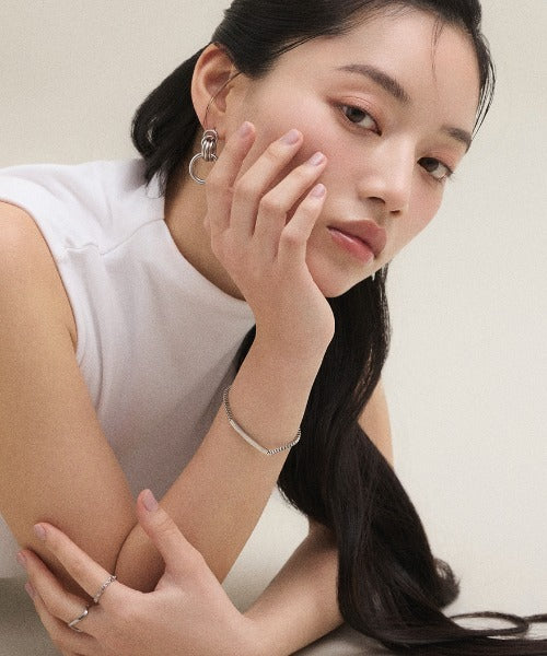 ciite' シーテ ブレスレット 【 金属アレルギー対応 】 シンプルチェーンプレートブレスレット サージカルステンレス シルバー FREE