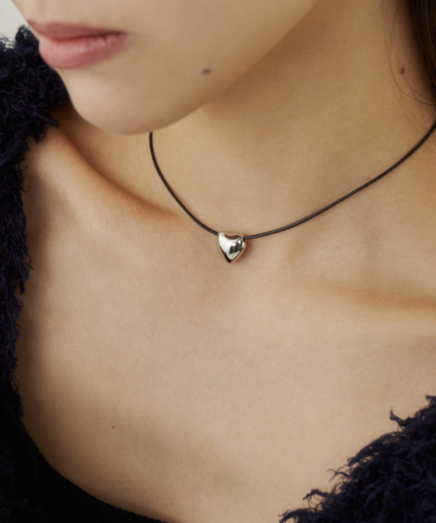 ciite' シーテ ネックレス メタルハートトップ コードチョーカー / ネックレス シルバー FREE