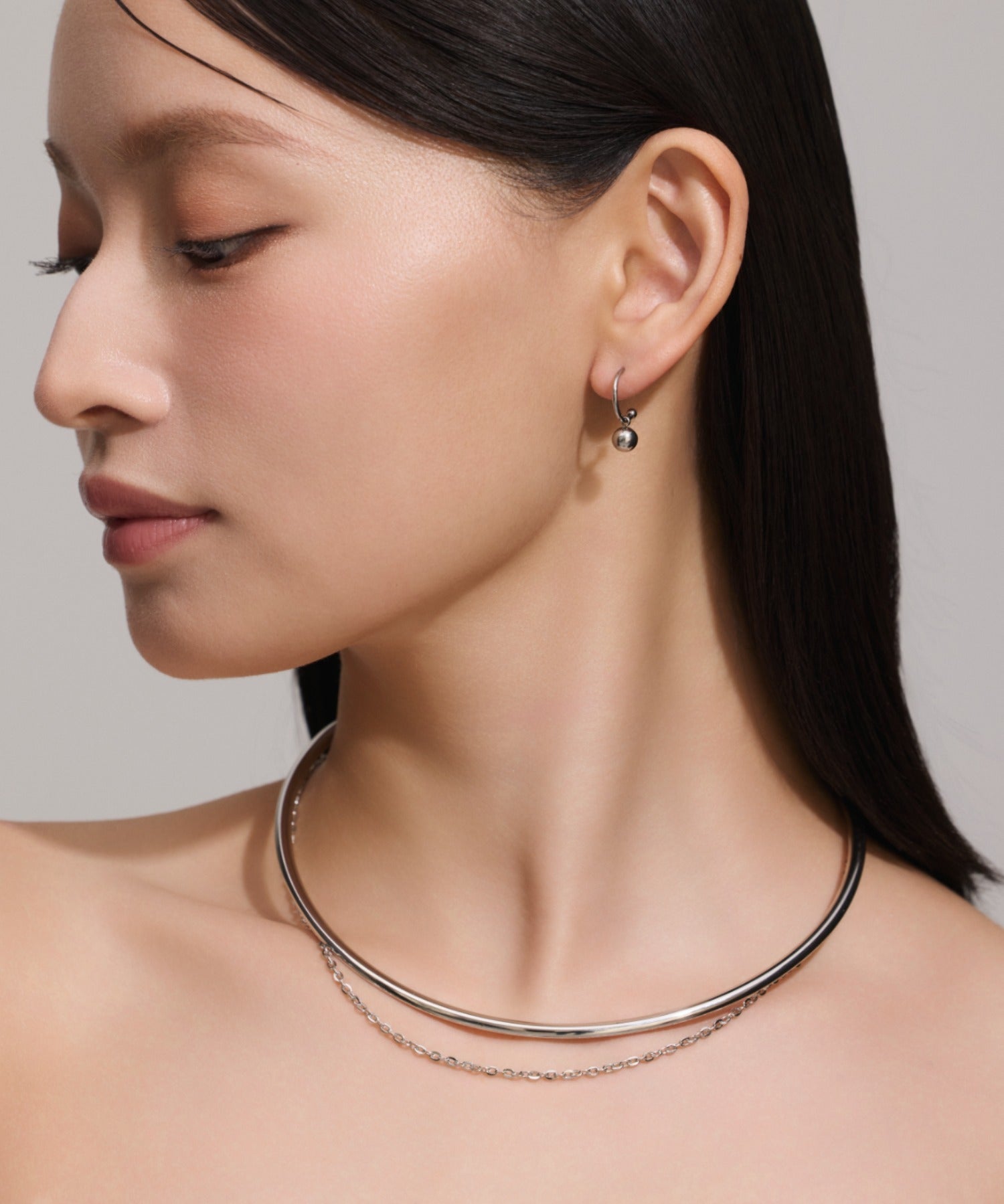 ciite' シーテ チョーカー 2重チェーン ラウンドチョーカー / ネックレス シルバー FREE