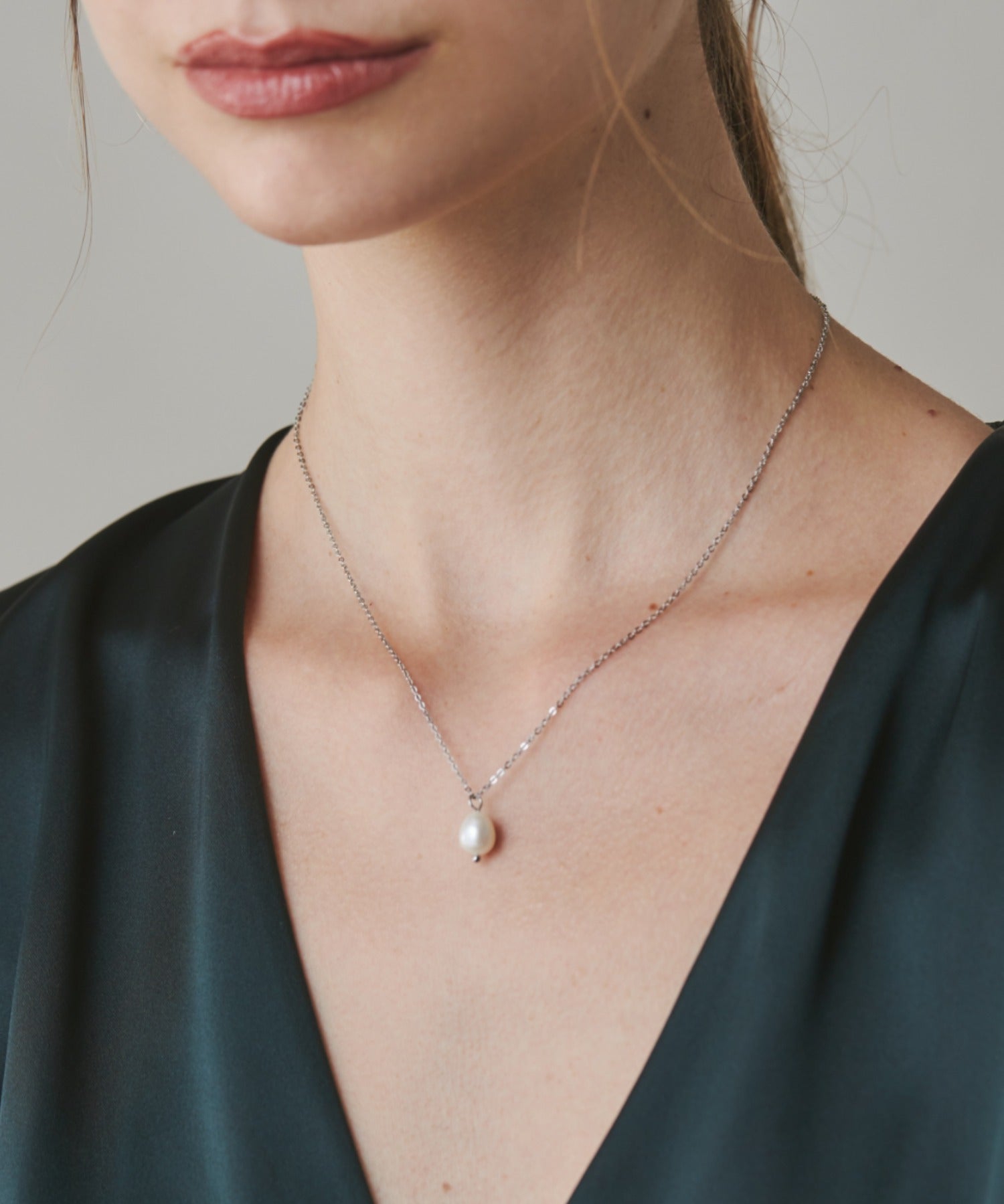 ciite' シーテ ネックレス 【 金属アレルギー対応 】 シンプルパールネックレス サージカルステンレス シルバー FREE