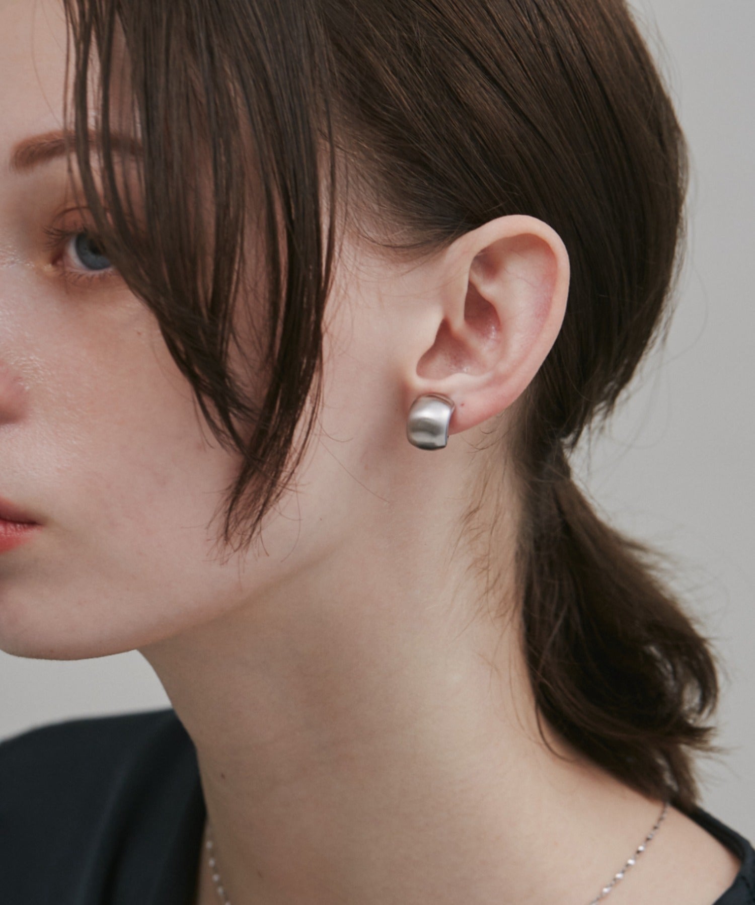 ciite' シーテ イヤリング 【 金属アレルギー対応 】 ぷっくりマットイヤリング サージカルステンレス (両耳用) シルバー FREE