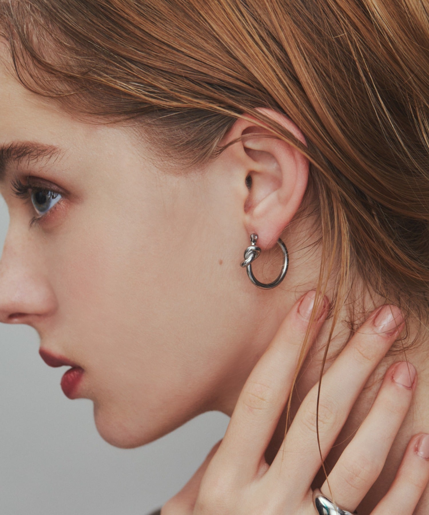 ciite' シーテ ピアス（両耳用） 【 金属アレルギー対応 】 ノットフープピアス サージカルステンレス (両耳用) シルバー FREE