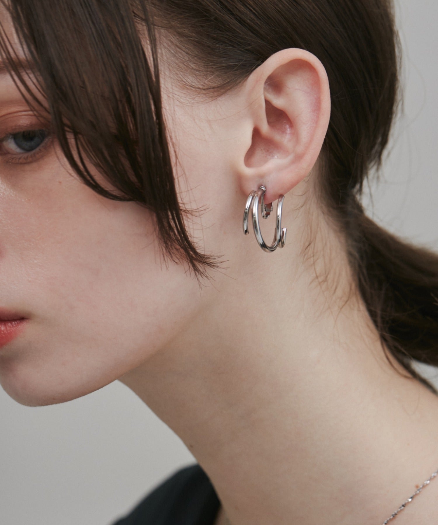 ciite' シーテ イヤリング 【 金属アレルギー対応 】 デザインフープイヤリング サージカルステンレス (両耳用) シルバー FREE