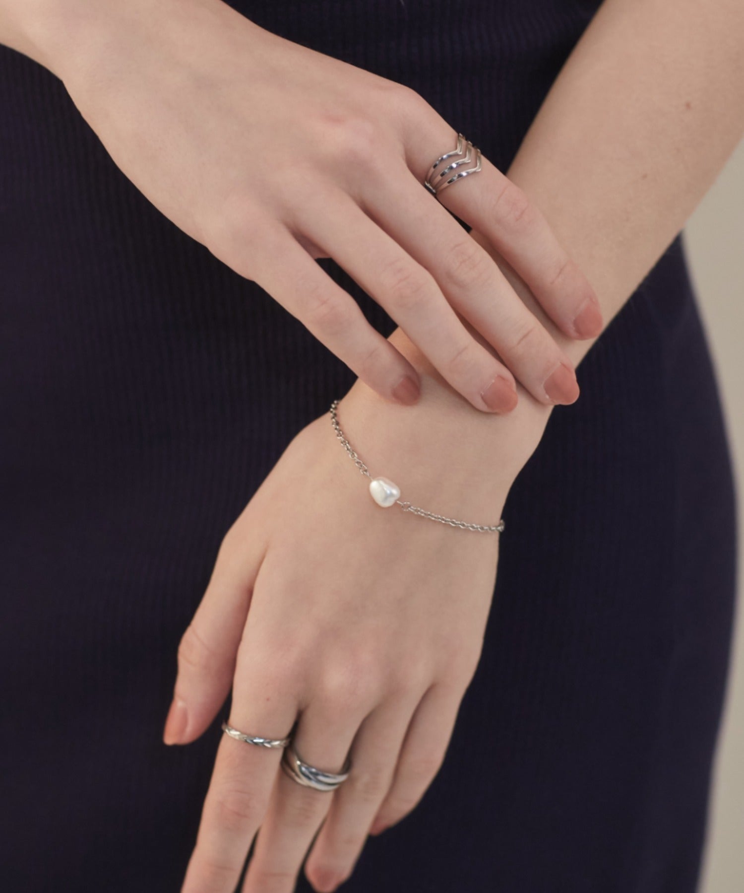 ciite' シーテ ブレスレット 【 金属アレルギー対応 】 シンプルパール ブレスレット サージカルステンレス シルバー FREE