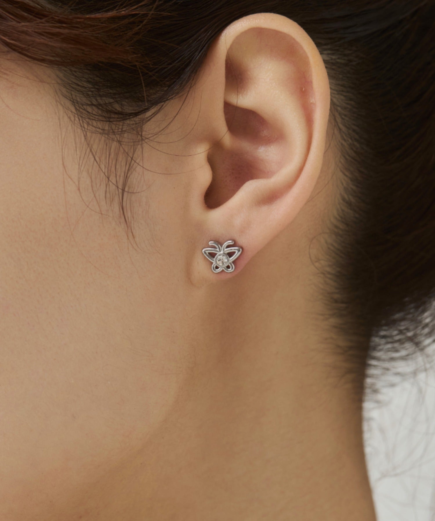 ciite' シーテ ピアス（両耳用） 【 金属アレルギー対応 】ミニビジューバタフライピアス サージカルステンレス（両耳用） シルバー FREE