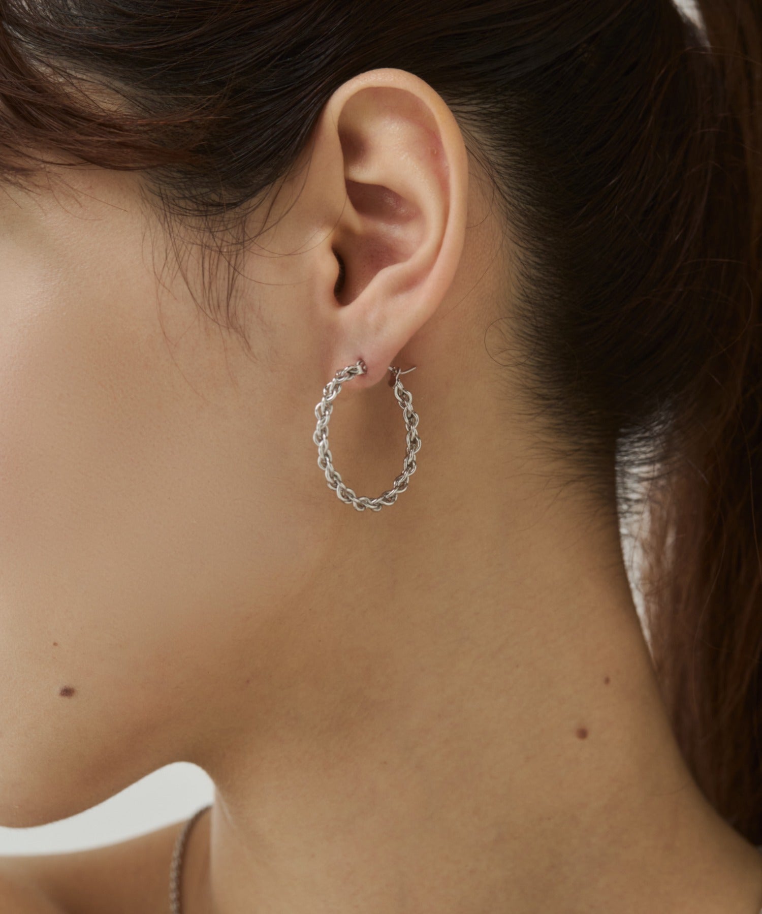 ciite' シーテ ピアス（両耳用） 【 金属アレルギー対応 】チェーンモチーフ フープピアス サージカルステンレス（両耳用） シルバー FREE