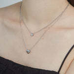 ciite' シーテ ネックレス 【 金属アレルギー対応 】 2連ハートビジューネックレス サージカルステンレス シルバー FREE